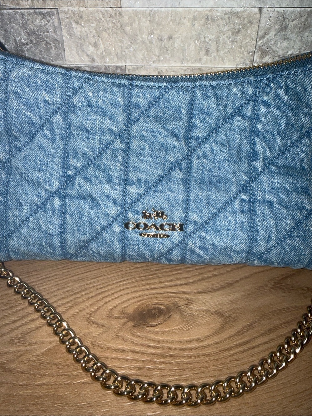 Coach Denim Caitlin Quilted Shoulder Bag - Picture 8 of 11